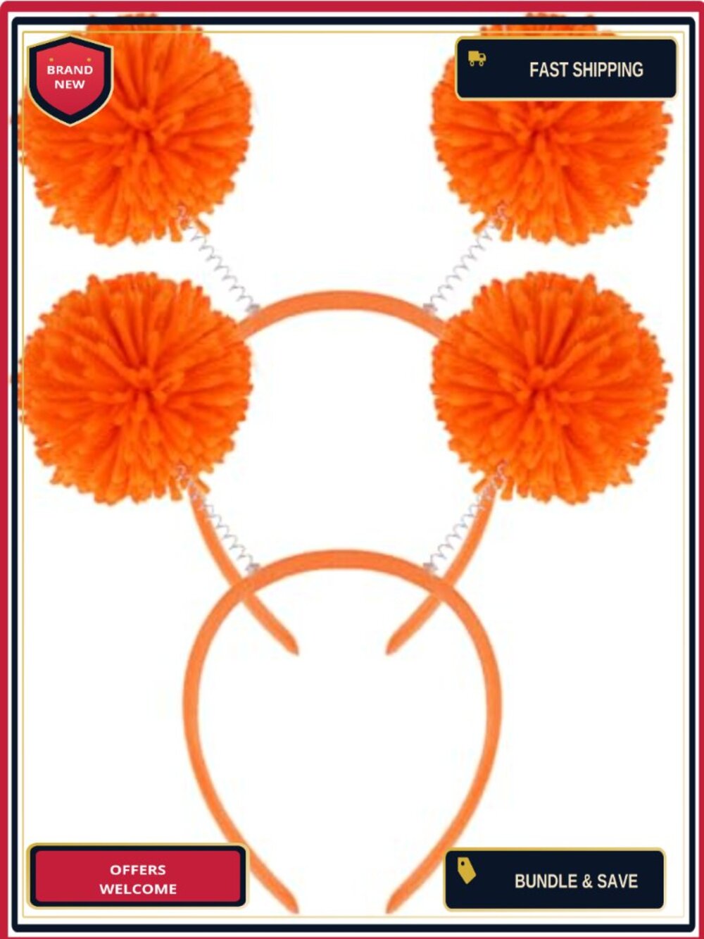 2 Pc Pom Pom Headband Set Faux Plush Costume Headwear for Adults